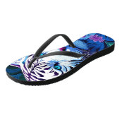 Witte tijger in paarse bloemen teenslippers (Schuin)