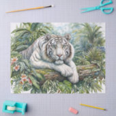 Witte Tijger in Weelderige Jungle Tissuepapier (Craft)