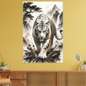 Witte Tijger Inktsplash Canvas Kunst Japanse Sumi- (Insitu (Woonkamer))