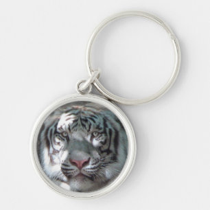 Witte Tijger Kop Sleutelhanger