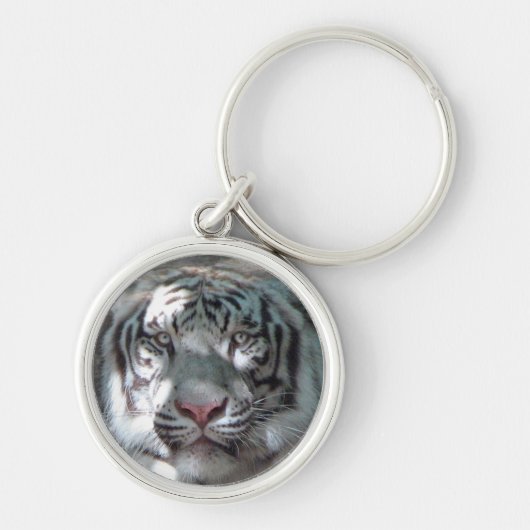 Witte Tijger Kop Sleutelhanger (Voorkant)