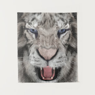 Witte Tijger Kop Wilde Dier Aesthetic Wandkleed