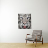 Witte Tijger Kop Wilde Dier Aesthetic Wandkleed (In situ)