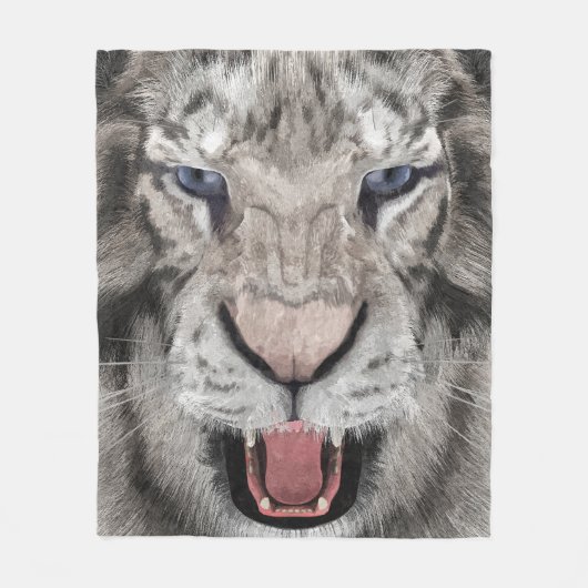 Witte Tijger Kop Wilde Dieren Esthetiek Fleece Deken (Voorkant)