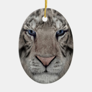 Witte Tijger Kop Wilde Dieren Esthetiek Keramisch Ornament