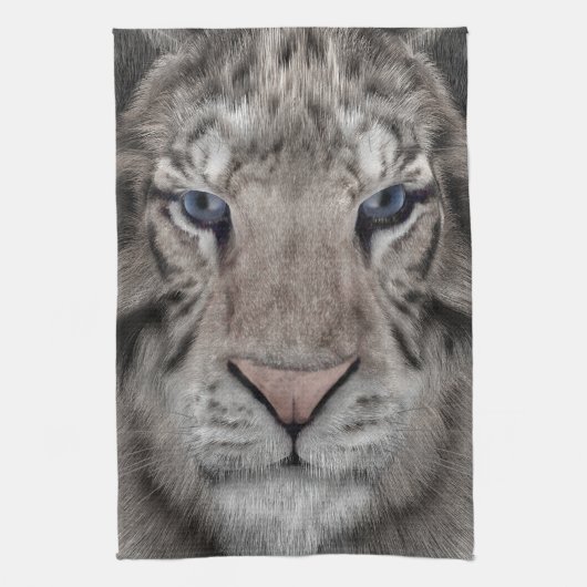 Witte Tijger Kop Wilde Dieren Esthetiek Theedoek (Verticaal)