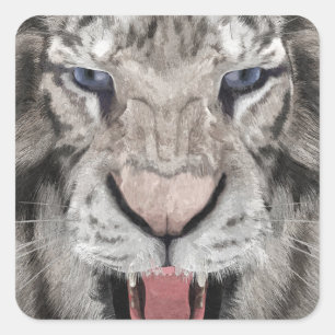 Witte Tijger Kop Wilde Dieren Esthetiek Vierkante Sticker