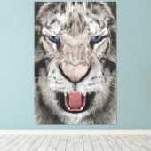 Witte Tijger Kop Wilde Schoonheid Canvas Afdruk (Insitu (Houten vloer))