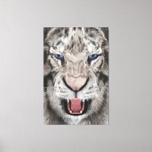 Witte Tijger Kop Wilde Schoonheid Canvas Afdruk