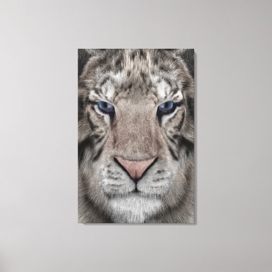 Witte Tijger Kop Wilde Schoonheid Esthetiek Canvas Afdruk (Voorkant)