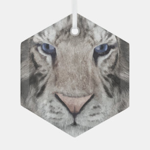 Witte Tijger Kop Wilde Schoonheid Esthetiek Glas Ornament