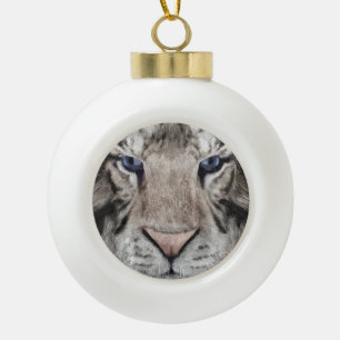 Witte Tijger Kop Wilde Schoonheid Keramische Bal Ornament