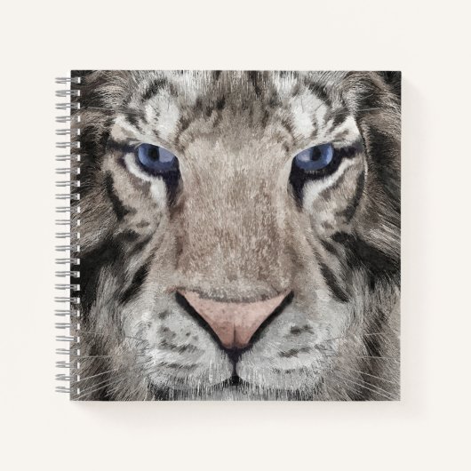 Witte Tijger Kop Wilde Schoonheid Notitieboek (Voorkant)