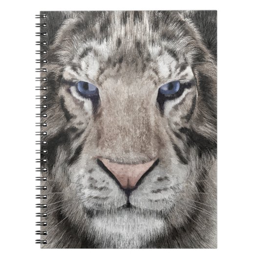 Witte Tijger Kop Wilde Schoonheid Notitieboek (Voorkant)