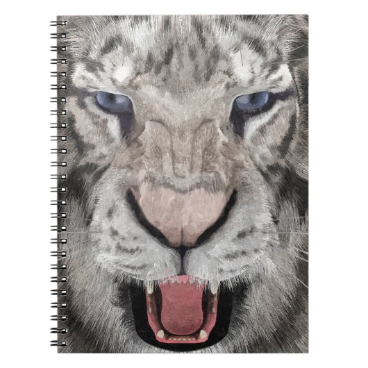 Witte Tijger Kop Wilde Schoonheid Notitieboek (Voorkant)
