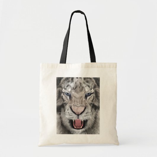 Witte Tijger Kop Wilde Schoonheid Tote Bag (Voorkant)