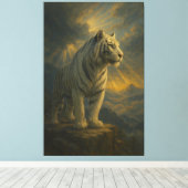 Witte Tijger - Kunstprint Canvas Afdruk (Insitu (Houten vloer))