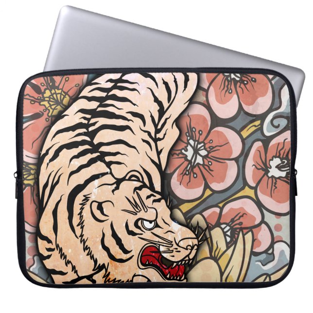 Witte tijger laptop sleeve (Voorkant)