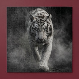 Witte Tijger Lopend Door Rook Legpuzzel
