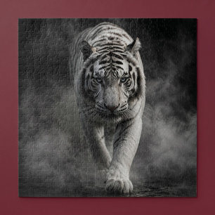 Witte Tijger Lopend Door Rook Legpuzzel