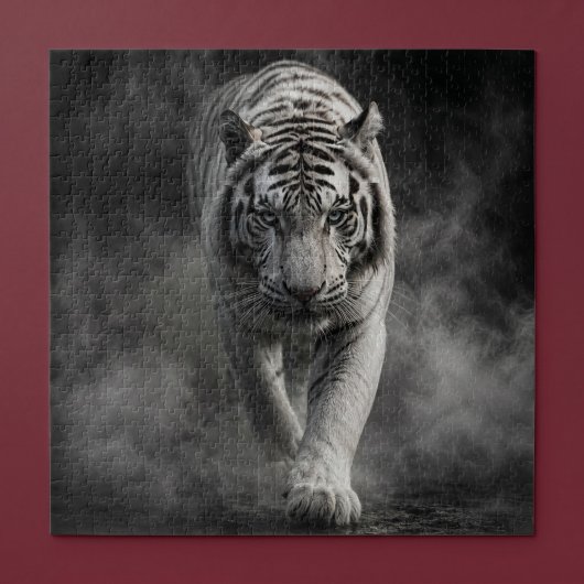 Witte Tijger Lopend Door Rook Legpuzzel