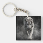 Witte Tijger Lopend Door Rook Sleutelhanger (Voorkant)