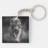 Witte Tijger Lopend Door Rook Sleutelhanger (Achterkant)