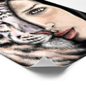 Witte Tijger Meisje - Emotie Poster - Schilderkuns (Hoek)