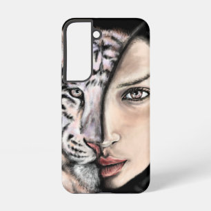 Witte Tijger Meisje Gezicht Samsung Galaxy Hoesje
