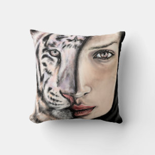 Witte Tijger Meisje Sierkussen