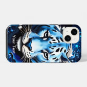 Witte Tijger met Blauwe Glitters iPhone Hoesje (Achterkant horizontaal)