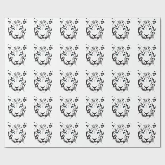 Witte tijger met blauwe ogen cadeaupapier (Vlak)