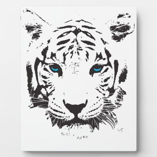 Witte tijger met blauwe ogen fotoplaat (Voorkant)