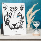 Witte tijger met blauwe ogen fotoplaat (Zijkant)