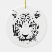 Witte tijger met blauwe ogen keramisch ornament (Achterkant)