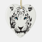 Witte tijger met blauwe ogen keramisch ornament (Rechts)
