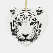 Witte tijger met blauwe ogen keramisch ornament (Achterkant)