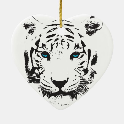 Witte tijger met blauwe ogen keramisch ornament (Achterkant)