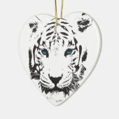 Witte tijger met blauwe ogen keramisch ornament (Links)