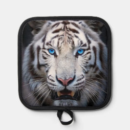 Witte tijger met blauwe ogen pannenlap