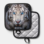 Witte tijger met blauwe ogen pannenlap (Voorkant / Achterkant)