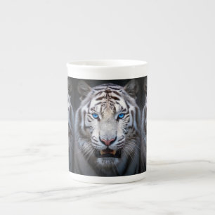 Witte Tijger met Blauwe Ogen Porselein Kop