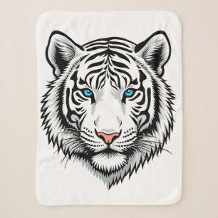 Witte tijger met blauwe ogen sherpa deken
