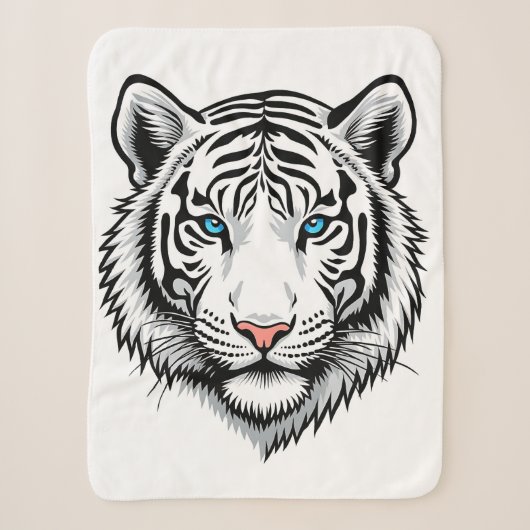 Witte tijger met blauwe ogen sherpa deken (Voorkant)