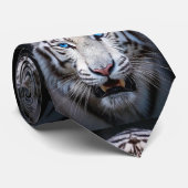 Witte tijger met blauwe ogen stropdas (Opgerold)