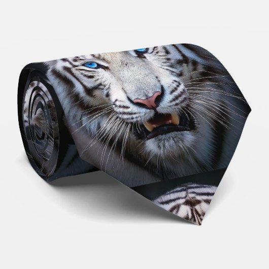 Witte tijger met blauwe ogen stropdas (Opgerold)