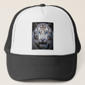 Witte tijger met blauwe ogen trucker pet (Voorkant)