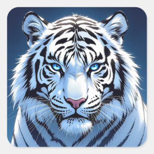 Witte Tijger met Blauwe Ogen Vierkante Sticker