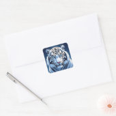 Witte Tijger met Blauwe Ogen Vierkante Sticker (Envelop)