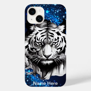 Witte tijger met blauwe sprankels Case-Mate iPhone 14 hoesje